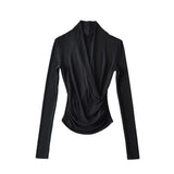 Women T-Shirt Large V-neck Long-Sleeved Top T-shirt Bottoming Shirt