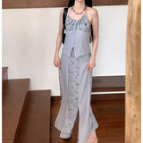 Women Co-Ord Set Chinese Style Suit Female Ink Painting Sling Half Body