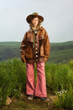 Unisex Jacket Autumn Three-Color Stitching Pu Coat Women's Clothing