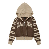 Women Sweater Hooded Knit Cardigan Girls' Autumn Casual Letter Sweater