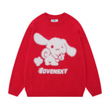 Women Sweater Cinnamoroll Babycinnamoroll Jacquard round Neck Sweater Loose Long Sleeve Autumn and Winter