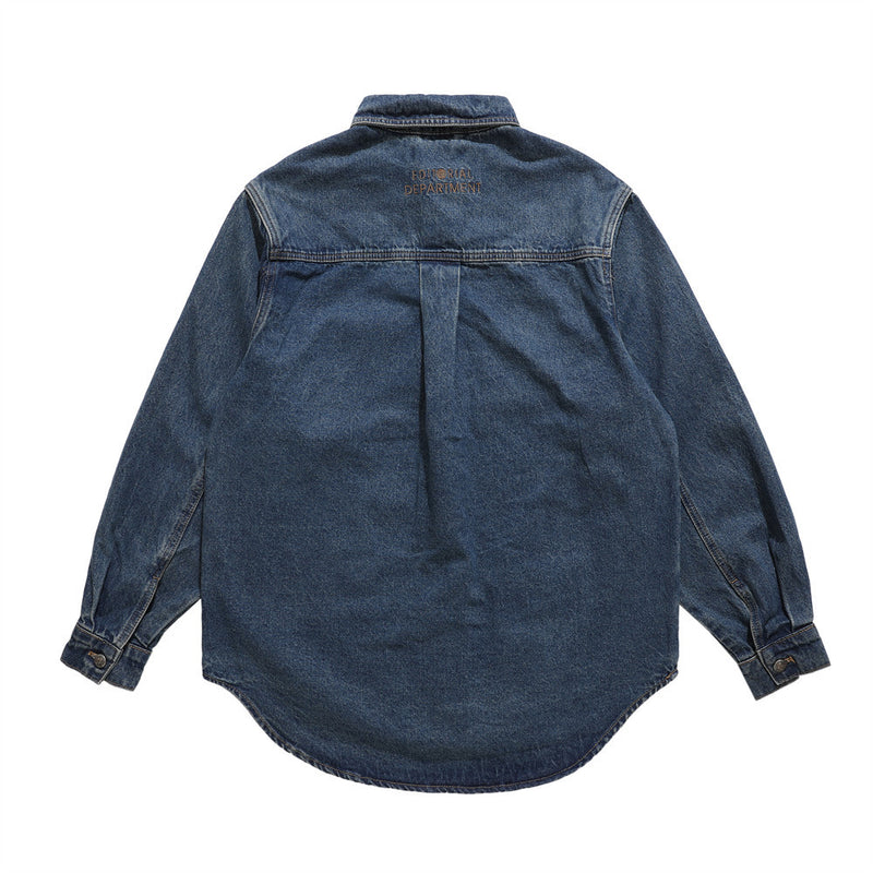 Men Denim Jacket Vintage Washed Long Sleeve Denim Jacket Men Loose Letter Embroidery