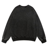 Men Hoodie Washed Distressed Printed Sweater Men's round Neck Loose Crew Neck Top Spring and Autumn