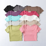Women T-Shirt Short-Sleeved T-shirt Spring and Summer Solid Color Short Top