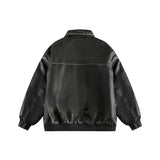 Unisex Jacket Winter Vintage Washed Leather Cotton Jacket