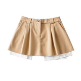 Women Skirt Patchwork Pleated Skirt Women's Summer Mini Skirt