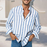 Men Shirt Jacket Striped Casual Shirt Men