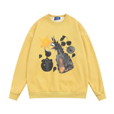 Men Hoodie Printed Crew Neck Sweatshirt Men's Loose Casual Spring and Autumn
