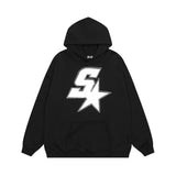 Men Hoodie Letter Embroidered Hot Fix Rhinestone Hooded Sweater Men's Autumn Loose