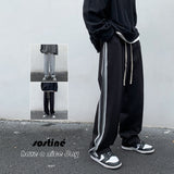 Men Sweatpants Casual Pants Men's Autumn and Winter Loose Straight Striped Sports