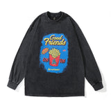 Men Long Sleeve Shirt Washed Distressed Doberman Pinscher Printed Long Sleeve T-shirt Men and Women Winter Loose