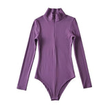 Women T-Shirt High Collar Half Zipper Stretch Slim Fit Long-Sleeved T-shirt