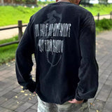 Men T-shirts Long Sleeve Bottom T-Shirt Old Black Cotton