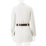 Work Dresses Fashion Button Fake Pocket Long Sleeve Shirt Dress