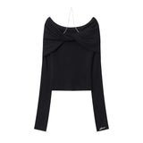 Women Sweater Women's Spring and Autumn Short Long Sleeve Top