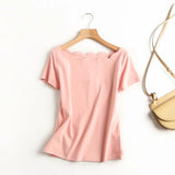 Women T-Shirt T-shirt Women's Summer off-the-Shoulder T-shirt
