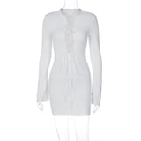 Women Desses Long Sleeve Skinny Hip Skirt Dress