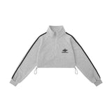Women Hoodie Short Sweater Spring and Autumn Striped Stitching