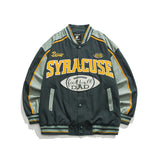 Varsity Jacket Vintage Autumn Embroidery Dark Green Fashion Brand Baseball Uniform