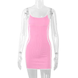 Women Dresses Y2g Summer Tight Casual Pink Striped Backless Sheath Dress