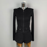 Women Long Sleeve Shirt Hooded Cardigan Long Sleeve Coat Shorts Casual