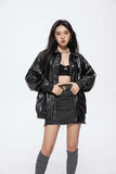 Unisex Jacket Autumn Retro Loose Leather Coat Women's Clothing