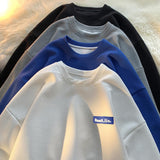 Men Hoodie Waffle Sweater Men's Spring and Autumn Crew Neck Coat Couple
