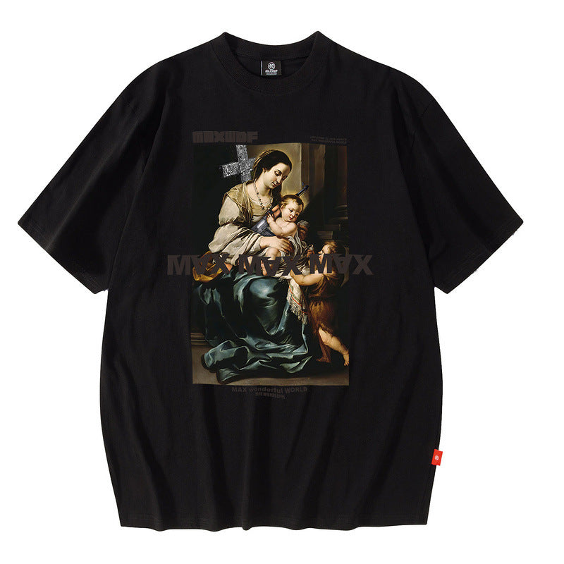 Men's T Shirt Short-Sleeved T-shirt Men's and Women's Loose Men's Clothing Couple Wear