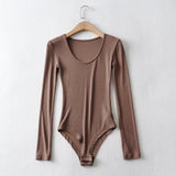 Women T-Shirt Spring round Neck Tight Pattern Slim-Fit Long Sleeve One-Piece T-shirt