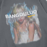 Men Hoodie Fuzzy Character Printed Crew Neck Sweatshirt