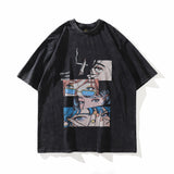 Men T Shirt Printed Short-Sleeved T-shirt Men's American Retro Top