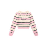 Women Sweater Short Sweater Girls' Autumn Color Matching Long Sleeve Sweater