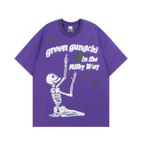 Men T Shirt Retro Alphabet Puff Print Short-Sleeved T-shirt Men's Loose Couple