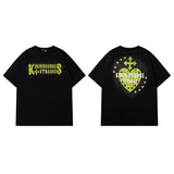 Men T Shirt Suede Gothic Letter Print Hiphop Short Sleeve T-shirt