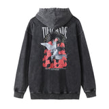 Men Hoodie Peace Dove Rose Hooded Sweater Men's Washed and Worn Hoodie