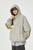 Unisex Jacket Autumn Hooded Plaid Coat Women's Clothing
