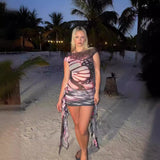 Women Dresses Women's Spring/Summer Fashion Butterfly Print Short Sleeve Dress