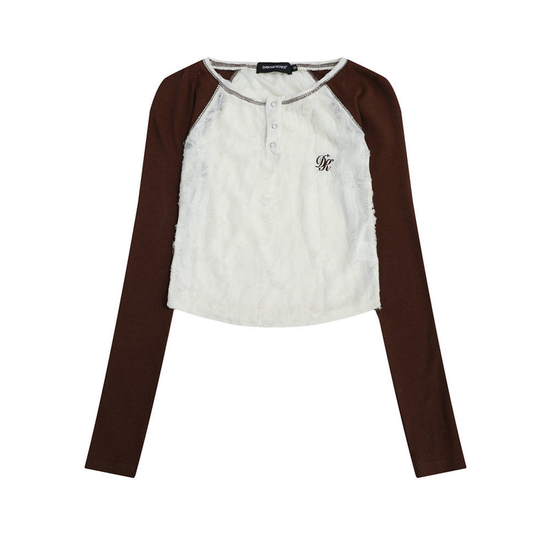 Women Long Sleeve T-Shirt Ripped Short-Sleeved T-shirt Girls Slim Design