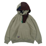 Men Fleece Lined Hoodie Stitching Hooded Hooded Sweaters Menswear Loose Pullover