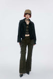 Unisex Jacket Autumn Contrast Color Bronze Zipper Leather Coat
