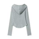 Women Long Sleeve T-shirt Hooded Cardigan T-shirt Girls' Autumn Long Sleeve Coat