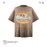 American vintage street T-shirt pure cotton retro men's and women's summer loose