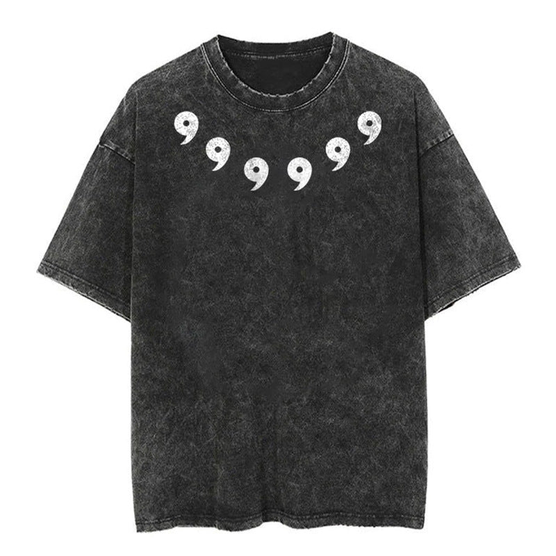 Graphic Vintage Acid Wash Cotton Tee for Men Women