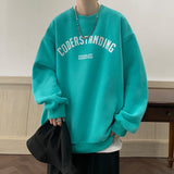 Men Hoodie round Neck Sweater Men's Autumn Letter Print Hong Kong Style All-Matching Loose