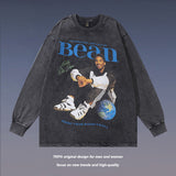 Men Long Sleeve Shirt Vintage Long Sleeve T-shirt Men and Women All-Matching Casual
