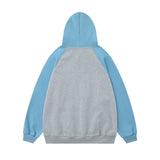 Men Hoodie Hooded Sweater Men's Five-Pointed Star Paste Cloth Embroidery Contrast Color Long Sleeves