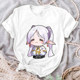 Frieren Graphic Print T-Shirt Women Casual Round