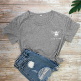 Cute Bee Kind Pocket Print T-shirt Funny Women Inspirationa