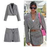 Women Skirt Autumn Suit Fashion Short Houndstooth