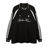 Men's Long Sleeve Shirt Lapel Long Sleeve T-shirt Men's and Women's Retro Loose Base